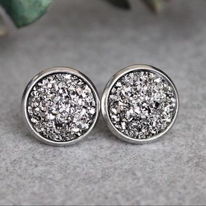 Gunmetal Earring, Gunmetal Stud Earring, Grey Stud